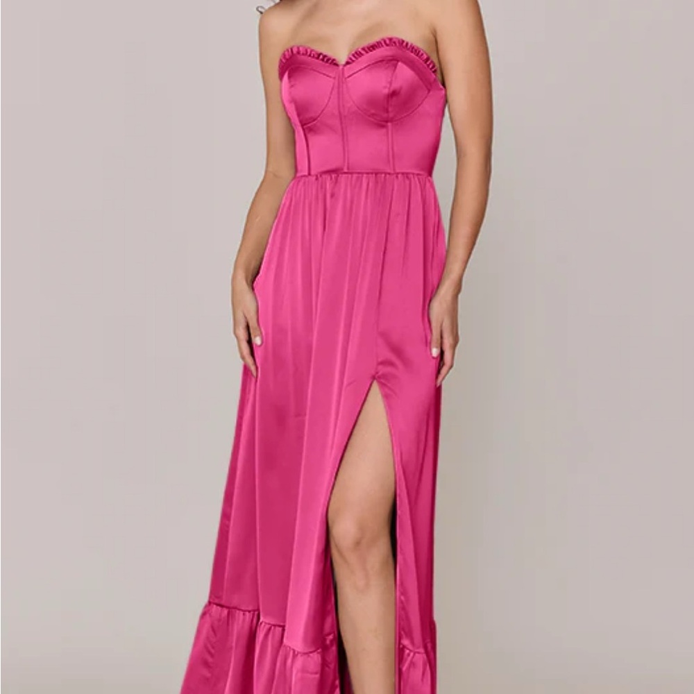 Revelry Strapless Fuchsia Gown